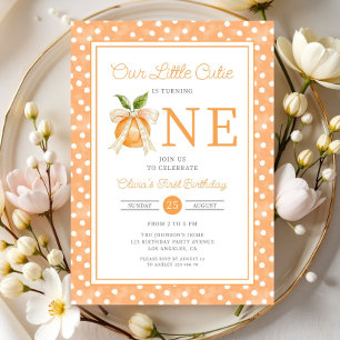 Invitación Cumpleaños 1 de Cute Little Cutie Naranja Cítrico