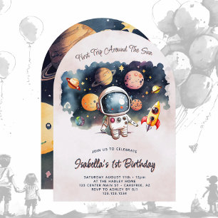 Invitación Cumpleaños 1 de Cute Outerspace Planets