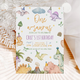 Invitación Cumpleaños 1 de Dinosaurio One-A-Saurus