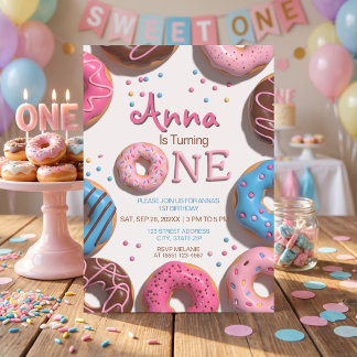 Invitación cumpleaños 1 de donas lindas