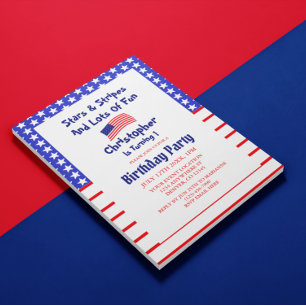 Invitación Cumpleaños 1 de Estrellas y Franjas