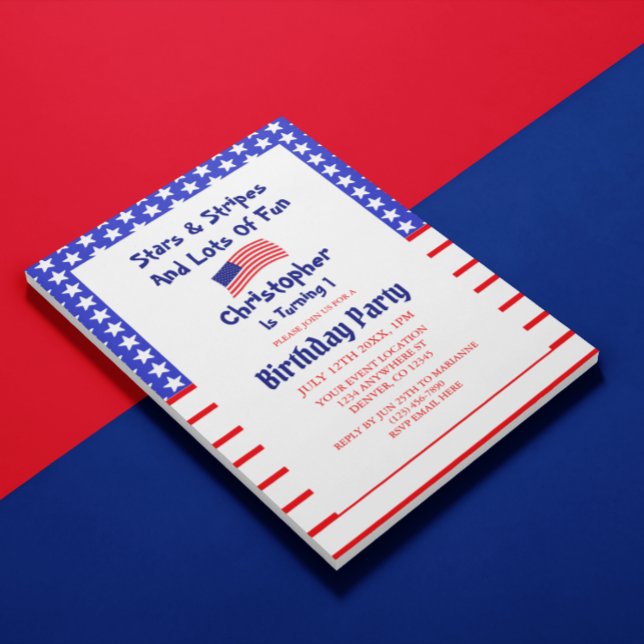 Invitación Cumpleaños 1 de Estrellas y Franjas (Subido por el creador)
