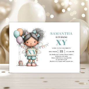 Invitación Cumpleaños 1 de Fairy Girl Mágico Caprichoso Lindo