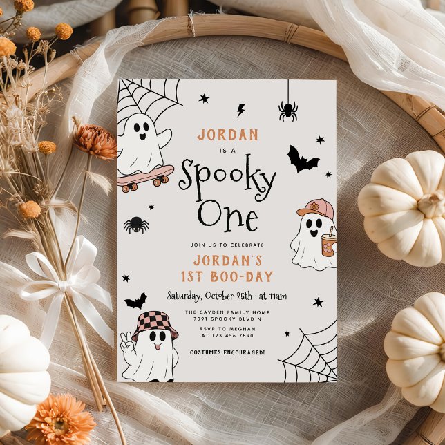 Invitación Cumpleaños 1 de Fantasma de Halloween Spooky One (Subido por el creador)