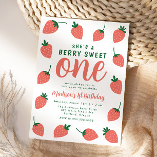 Invitación Cumpleaños 1 de Fresa Dulce
