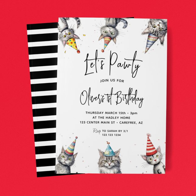 Invitación Cumpleaños 1 de Gato Vamos a Pawty (Subido por el creador)