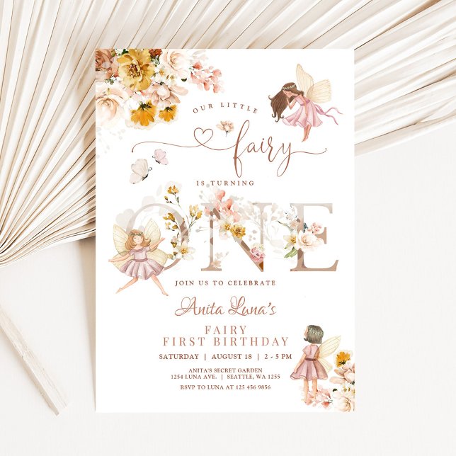 Invitación Cumpleaños 1 de Hada Mariposa Flor Silvestre Mágic (Subido por el creador)
