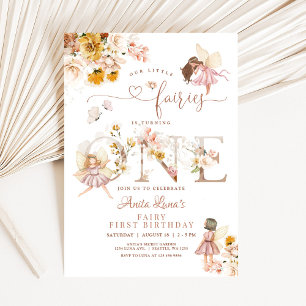 Invitación Cumpleaños 1 de Hada Mariposa Flor Silvestre Mágic