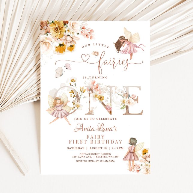Invitación Cumpleaños 1 de Hada Mariposa Flor Silvestre Mágic (Subido por el creador)