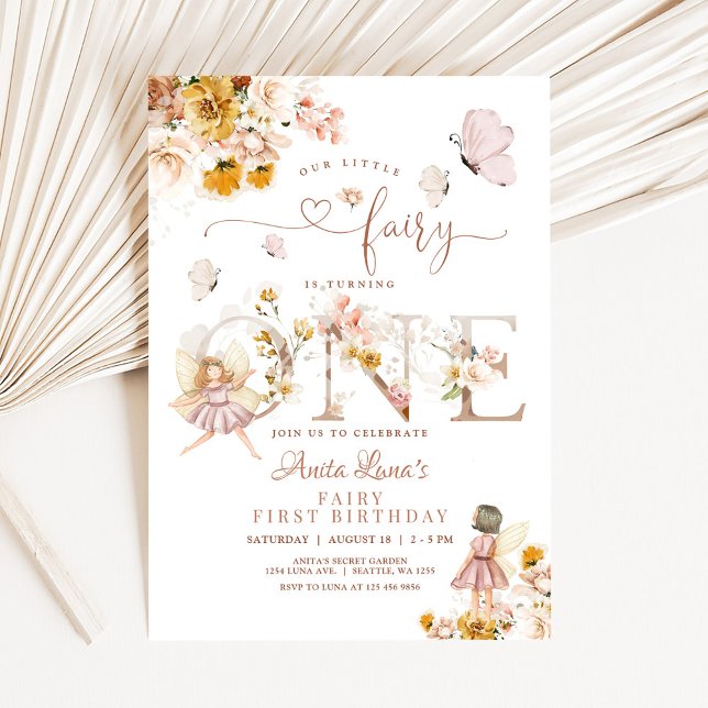Invitación Cumpleaños 1 de Hada Mariposa Flor Silvestre Mágic (Subido por el creador)