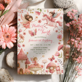 Invitación Cumpleaños 1 de Hada Unicornio Flutter & Twirl 