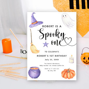 Invitación Cumpleaños 1 de Halloween Acuarela Espeluznante