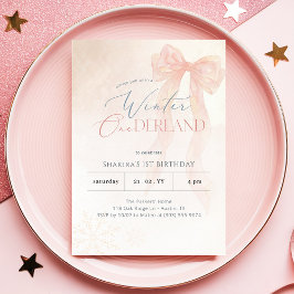Invitación Cumpleaños 1 de Invierno Onederland Arco de Acuare