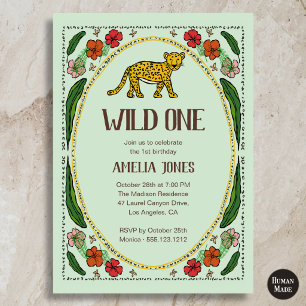 Invitación Cumpleaños 1 de Jaguar Animalito Salvaje Lindo
