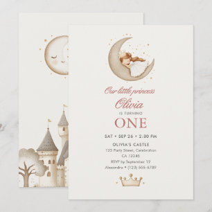 Invitación Cumpleaños 1 de la princesa niña cuento de hadas a