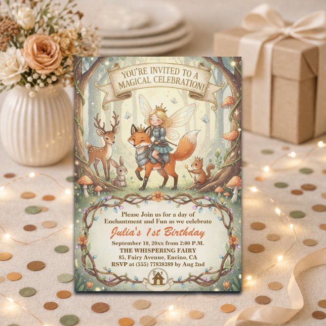 Invitación Cumpleaños 1 de Lady Fairy Whimsical Forest (Subido por el creador)