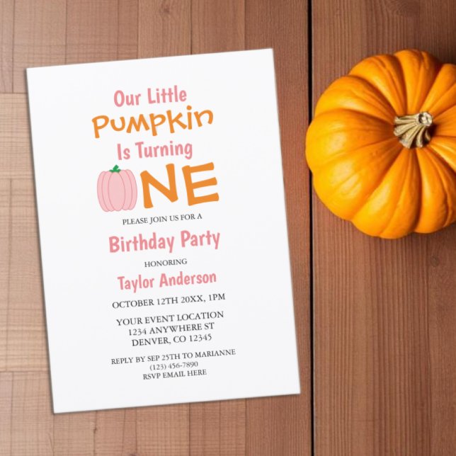 Invitación Cumpleaños 1 de Little Pumpkin (Subido por el creador)