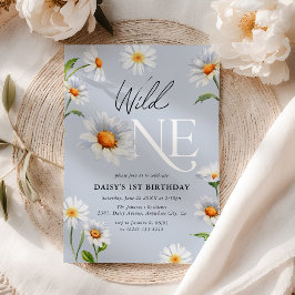 Invitación Cumpleaños 1 de niña Daisy Salvaje Hermosa