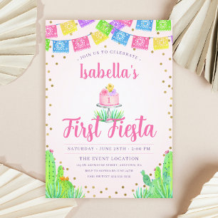 Invitación Cumpleaños 1 de niña Fiesta Cute