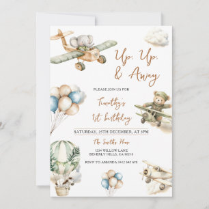 Invitación Cumpleaños 1 de Niño de Avión Vuela Vuela