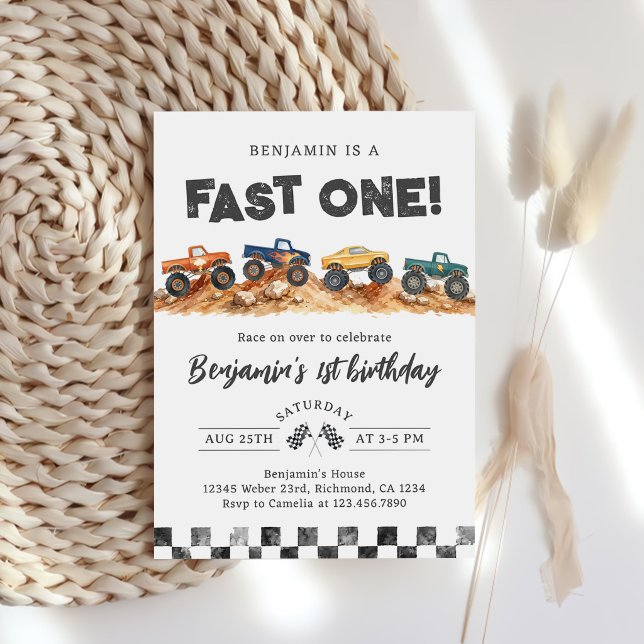 Invitación Cumpleaños 1 de Niño de Camión Monstruo (Subido por el creador)