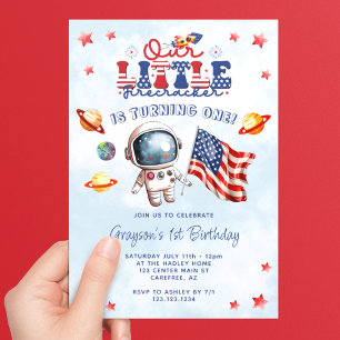 Invitación Cumpleaños 1 de Nuestro Pequeño Astronauta Petardo