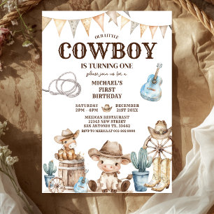 Invitación Cumpleaños 1 de nuestro pequeño vaquero del Salvaj