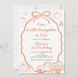 Invitación Cumpleaños 1 de Pequeña Calabaza Otoño