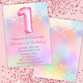 Invitación Cumpleaños 1 de Pink Rainbow
