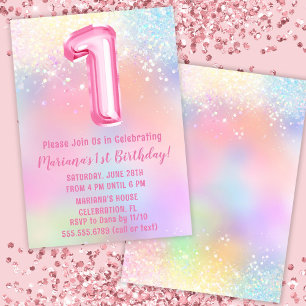Invitación Cumpleaños 1 de Pink Rainbow