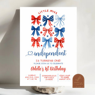 Invitación Cumpleaños 1 de Rojo Blanco Azul Señorita Independ