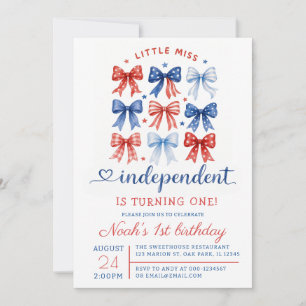 Invitación Cumpleaños 1 de Rojo Blanco Azul Señorita Independ