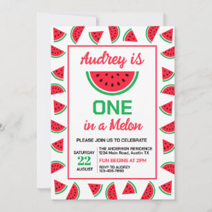 Invitación Cumpleaños 1 de Sandía Una en un Melón