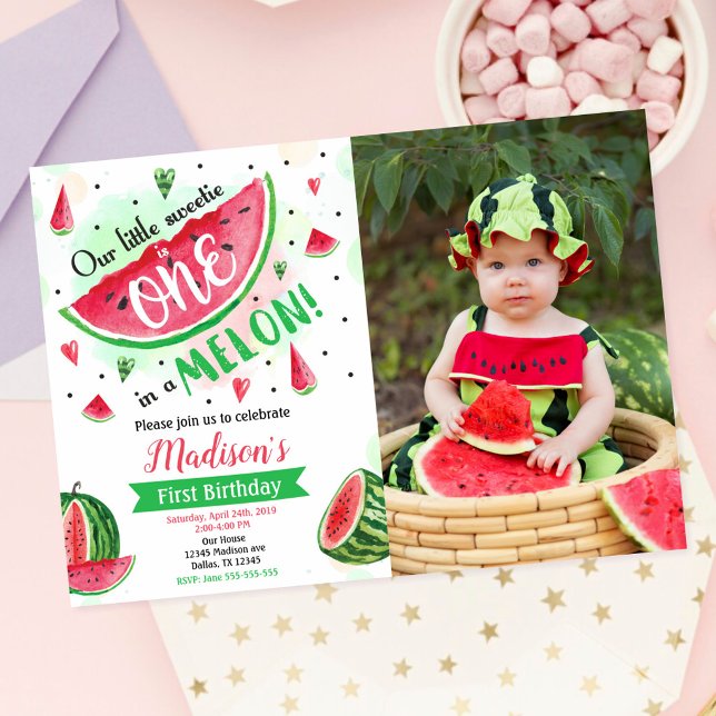 Invitación Cumpleaños 1 de Sandía Uno en un Melón Foto (Subido por el creador)