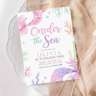 Invitación Cumpleaños 1 de sirena bajo el mar