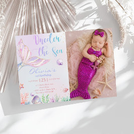 Invitación Cumpleaños 1 de sirena ONEder El Mar Sirena