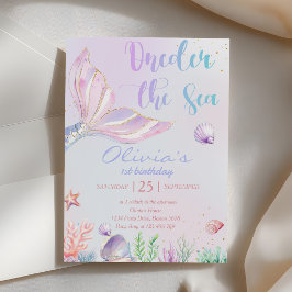 Invitación Cumpleaños 1 de Sirena UNAder El Mar Sirena