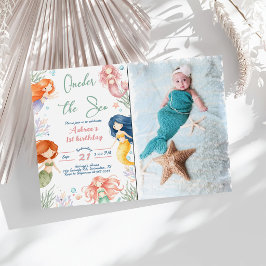 Invitación Cumpleaños 1 de Sirena UNAder El Mar Sirena