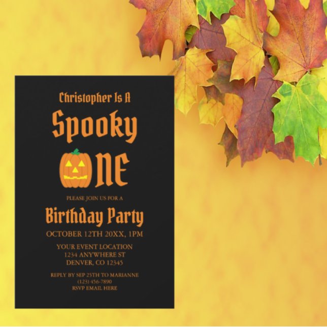 Invitación Cumpleaños 1 de Spooky One (Subido por el creador)