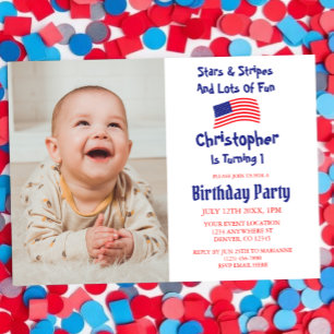 Invitación Cumpleaños 1 de Stars & Stripes