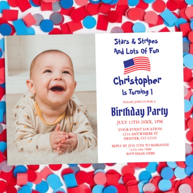 Invitación Cumpleaños 1 de Stars & Stripes (Subido por el creador)