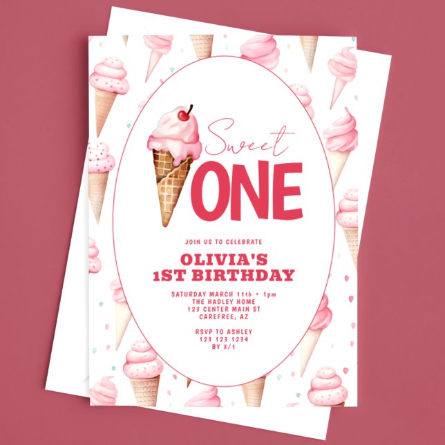 Invitación Cumpleaños 1 de Sweet One Ice Cream (Subido por el creador)