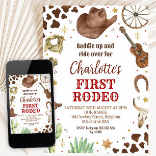 Invitación Cumpleaños 1 de vaquero primer rodeo