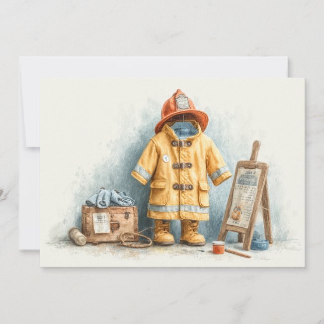 Invitación Cumpleaños 1 del bombero bebé (Anverso)