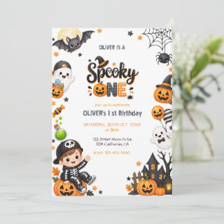 Invitación Cumpleaños 1 del Chico de Halloween Espeluznante