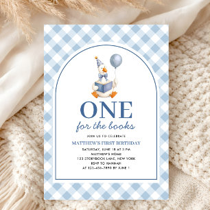 Invitación Cumpleaños 1 del niño 'Boy's Blue Plaid One For Th