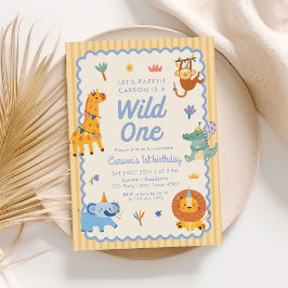 Invitación Cumpleaños 1 del Salvaje Uno Animales de Safari Li