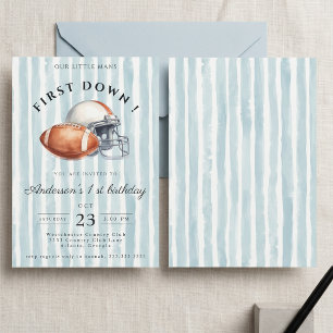 Invitación Cumpleaños 1 editable de fútbol americano de prime