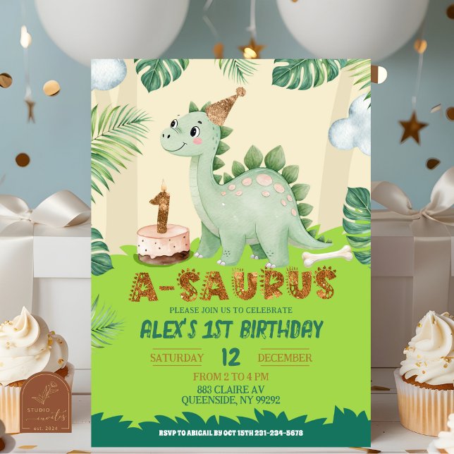 Invitación cumpleaños 1 niño dinosaurio (Subido por el creador)