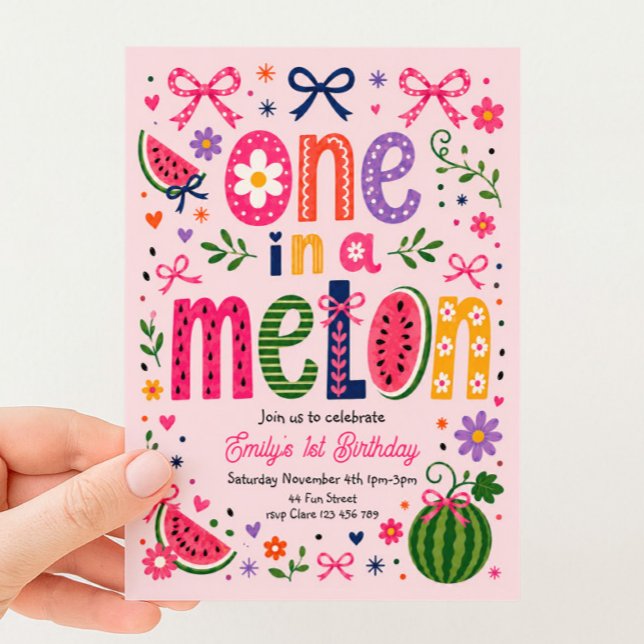 Invitación Cumpleaños 1 Sandía Una en un Melón (Subido por el creador)